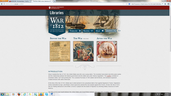 Figure 1: The War of 1812 website.