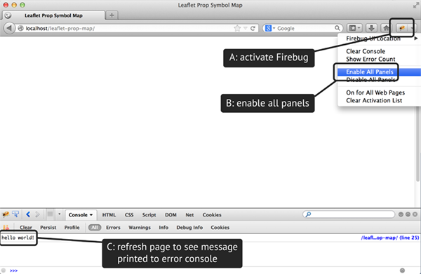 Figure 2: Debugging using the Error Console in Firebug.