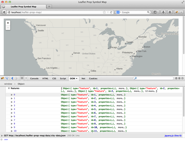Figure 4: Printing the GeoJSON to the console.