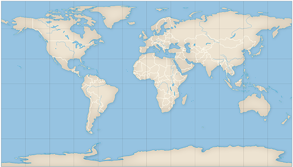 Figure 6. Map with the Patterson projection created with Flex Projector using Natural Earth 110m vector data.