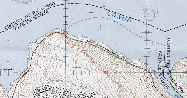 Figure 2. An example of curved labels annotating administrative boundaries. Source: National Imagery and Mapping Agency (1962).