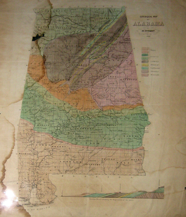 Figure 11. Michael Tuomey’s Geological map of Alabama.