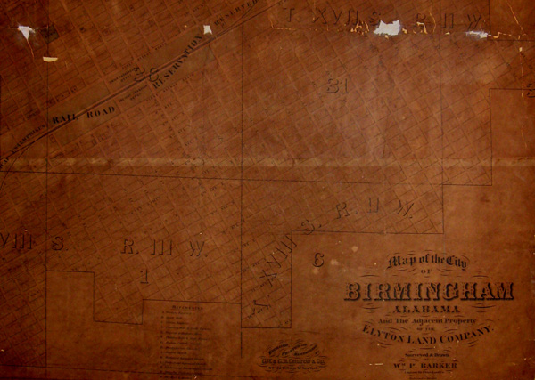 Figure 12. William P. Barker’s Map of the City of Birmingham, Alabama and the Adjacent Property.