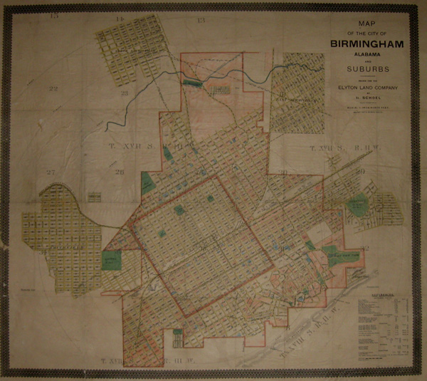 Figure 13. Herman Schoel’s 1888 Map of the City of Birmingham and Suburbs.