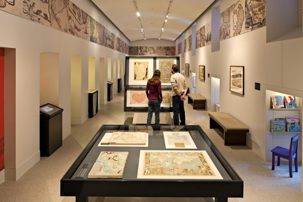 Figure 1. Visitors enjoy the Norman B. Leventhal Map Center Gallery.