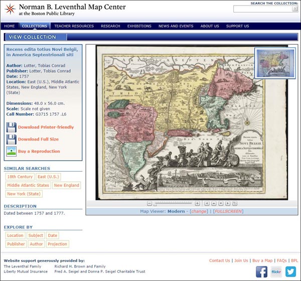 Figure 2. Screenshot of the Norman B. Leventhal Map Center’s website.