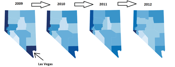 Figure 1. Nevada median home values from 2009 to 2012.