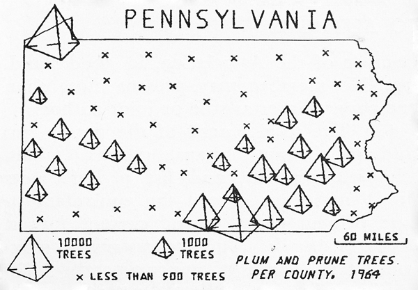 Figure 3. Line-printer and pen-plotter maps in The Professional Geographer, 1965 and 1968.