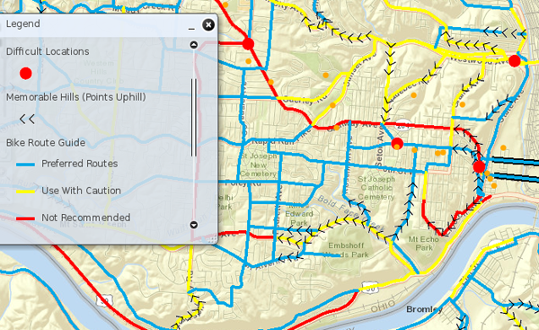 Figure 4. OKI’s map of Cincinnati, if it focused on bike infrastructure alone, would be almost totally bare (OKI 2013).