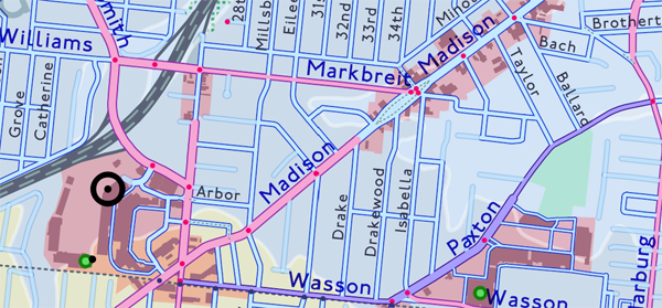 Figure 12A. Retail areas (red).