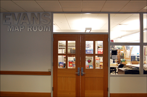 Figure 1. Entrance to the Evans Map Room in Baker/Berry Library.