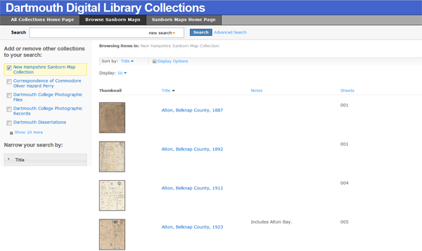 Figure 3. The New Hampshire Sanborn Collection web page.