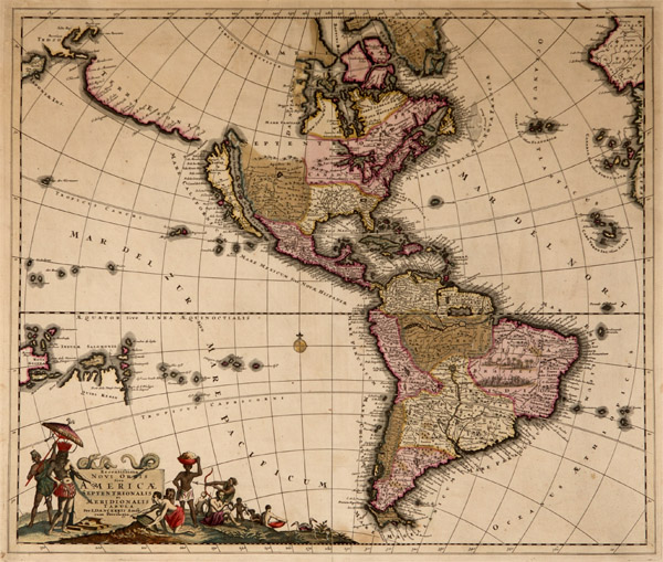 Figure 3. Recentissima Novi Orbis Sive Americae Septentrionalis et Meridionalis Tabula, cartographer Justus Danckerts, 1690.