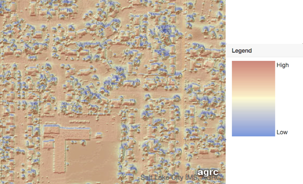 Figure 10. The Salt Lake Solar Map, illustrating the solar irradiance across the entire city.
