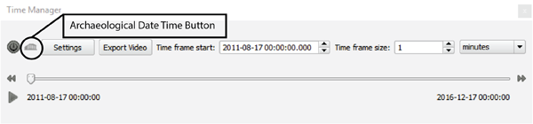 Figure 17. The Archaeological Date Time Button on the Time Manager toolbar.