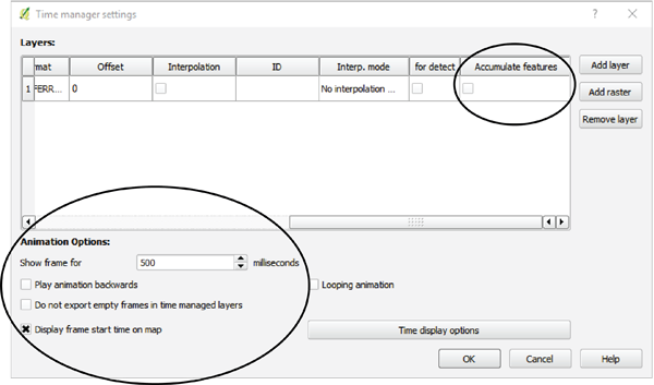Figure 11. Animation options within the TimeManager plug-in.