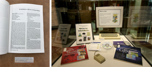 Figure 8. Left: “The Importance of GIS for the Average Person” from GIS in Government: The Federal Perspective, 1994. Right: interior of the GIS case.