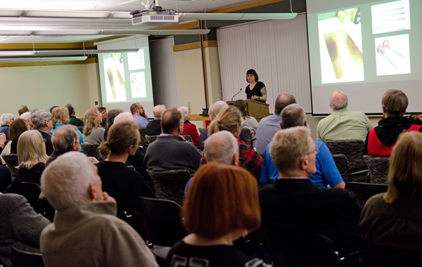 Figure 9. Edie Overturf speaking at the event.