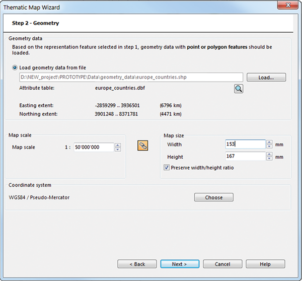 Figure 8. The second step of the wizard, in which the geometry used for theme’s visualization is loaded.