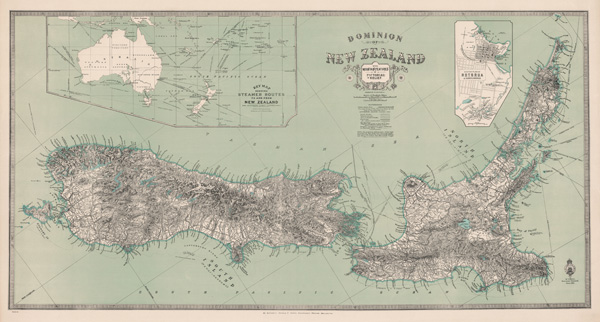 Figure 1. Authoritative Maps: New Zealand Mapping Service series 24 (NZMS 24) map “Dominion of New Zealand with Mountain Features in Pictorial Relief”; published in 1921 at the scale of “one inch to 25 miles” (1:1,584,000) by New Zealand Lands and Survey Department. This innovative, aesthetically attractive, and authoritative map encapsulates the ever-present spirit of New Zealand cartography and its drive for excellence.