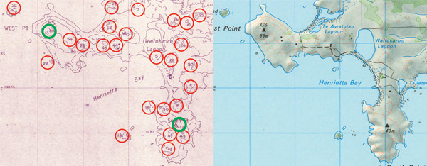Figure 3. Valuable Projects: GDH is a valuable source of information for an ongoing investigation concerned with enhancing the national DTM. The 1:25,000 photogrammetric plot (left) records a far greater density of spot heights (red circles) than the equivalent published 1:50,000 topographic map of the same area (green circles), arguably providing better resolution data for modelling the 3rd dimension.