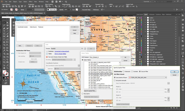 Figure  3. MAPublisher import data from PostGIS database using a spatial filter.