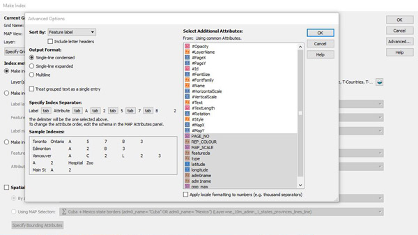 Figure  11. The Advanced Settings of the Make Index panel allow additional text attributes to be used when generating an index.