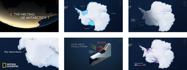 Figure 17. Scenes from the final video version of “The Melting of Antarctica.”