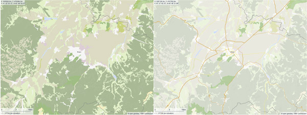 Figure 10. Example of an initial layer selection by the participants (left) and end result after the use of the reorder and background functions.