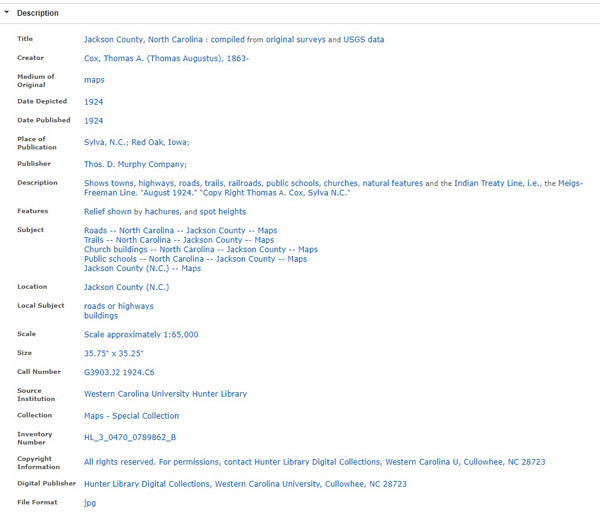 Figure 2b. CONTENTdm record.